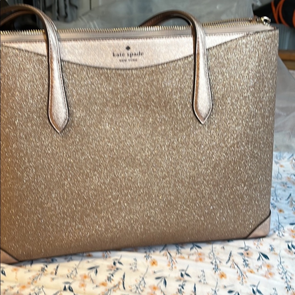 Kate spade rose gold glitter tote bag